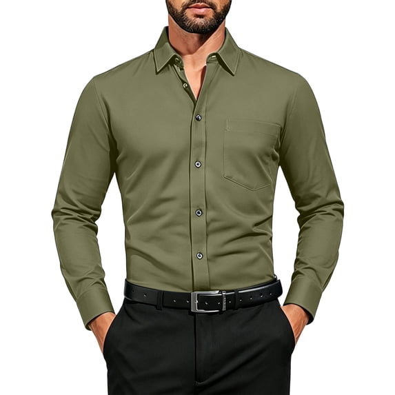 SRZYMJ Mens Dress Shirts Free Long Sleeve Button Down Shirts