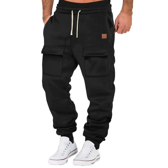 SRZYMJ Mens -Lined Joggers Men's Casual Sports Sweatpants with Woven Pocket and Leather Label for Comfortable