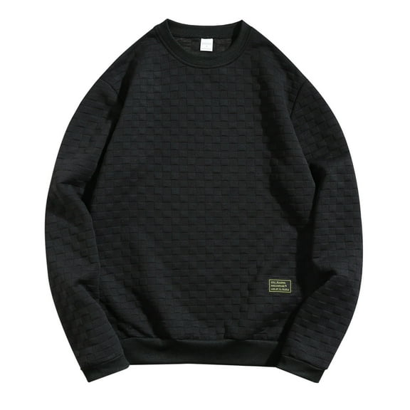 SRZYMJ Mens Heavyweight Pullover with Moisture Men's Winter Heavyweight Knit Pullover Loose Fit Casual Round Neck Plaid Sweater Comfortable