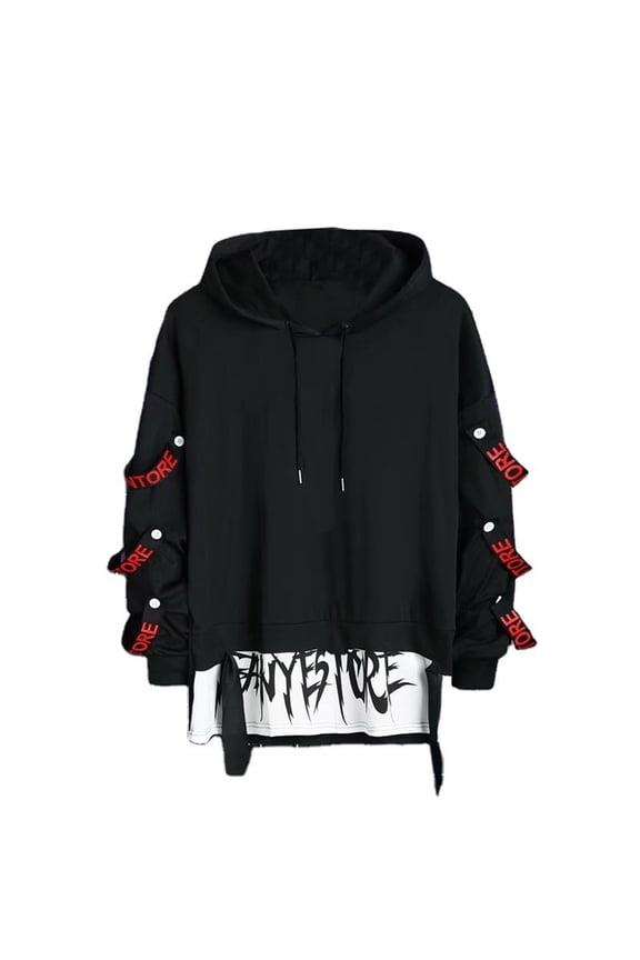 Mens Hoodie Mens Fashion Pullover Hoodie with Letter Print Techwear Casual Tracksuit Coat Hop Style Comfortable Sweatshirt