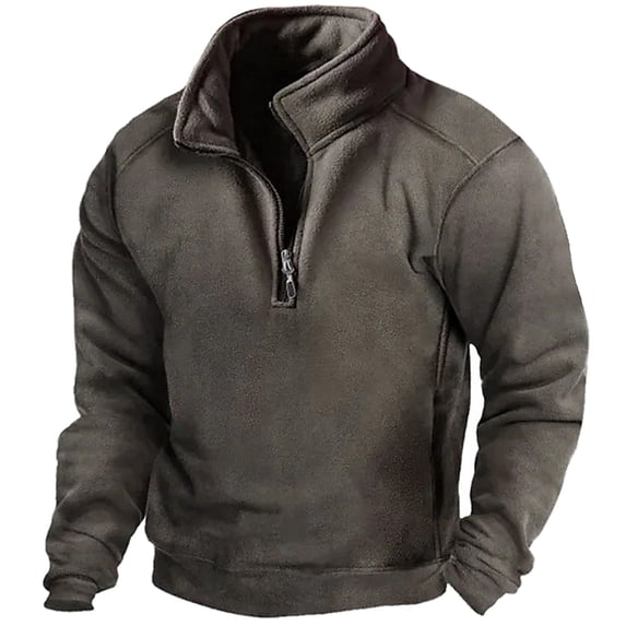 SRZYMJ Mens Neck Sweatshirt Men's Hoodless Zippered Sweatshirt Warm Stand Collar Long Sleeve Solid Color Top for Autumn