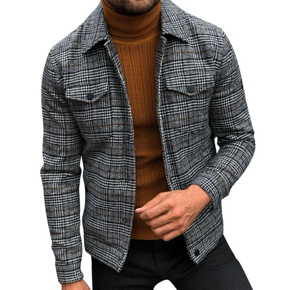 SRZYMJ Mens Plaid Blazer Business Sports Coat Casual Slim Fit Checkered Blazer Single Button Down Jacket for Men