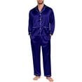 thumbnail image 1 of SRZYMJ Mens Silk Satin Pajamas Set Long Sleeve Sleepwear Button-Down Pj Two-piece Loungewear with Long Pants, 1 of 7