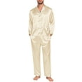 thumbnail image 1 of SRZYMJ Mens Silk Satin Pajamas Set Long Sleeve Sleepwear Button-Down Pj Two-piece Loungewear with Long Pants, 1 of 7