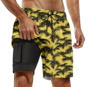 SRZYMJ Mens Swim Trunks with Compression Liner 5 Inch Bathing Suit Beach Swimsuits