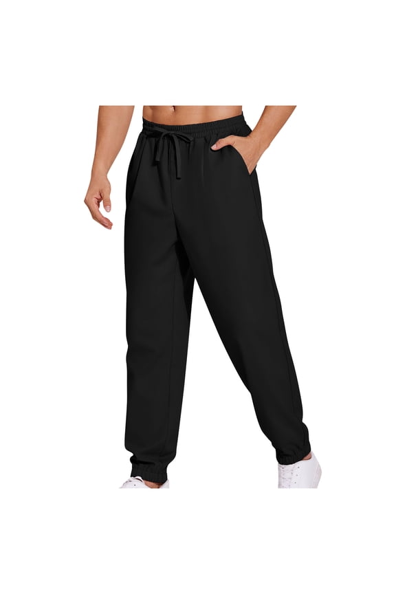 Mens Work Pants Men's Casual Jogger Pants with Elastic Waistband Lightweight Comfortable Athletic Drawstring Trousers for Yoga Beach