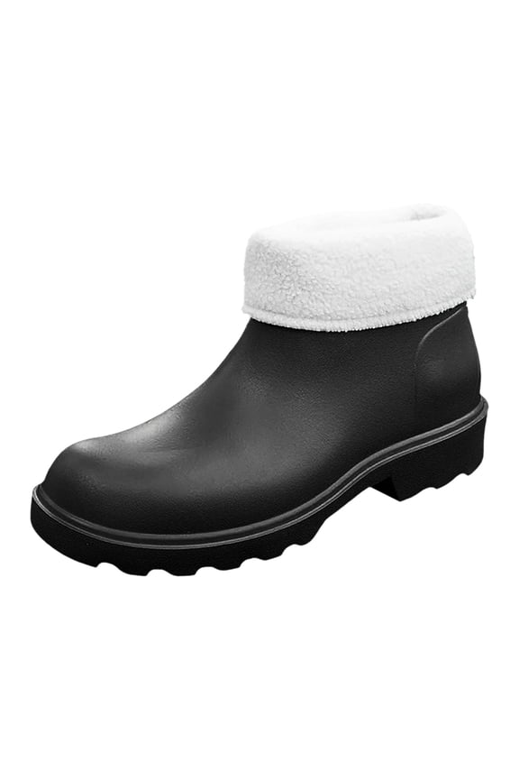 Mid Calf Rain Boots for Women Waterproof Knee High Rubber Boots Anti- Low Heel Garden Shoes for Boating Camping Farming