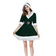 thumbnail image 1 of SRZYMJ Mrs Santa Claus Costume Dress for Women Velvet Hooded Dress with Belt Holiday Party Long Sleeve Dress Christmas Clothes, 1 of 9