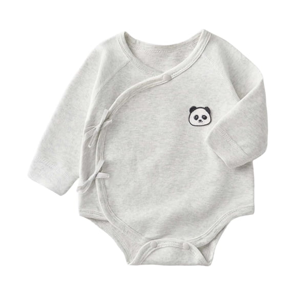 SRZYMJ Newborn Long Sleeve Baby Bodysuit, Wrap Side Snap Design, Soft Cotton Cloud Decor Infant Triangle Romper
