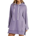 thumbnail image 1 of SRZYMJ Oversized Hoodie Dress Womens Casual Long Sleeve Split Hem Drawstring Sweatshirt Pullover with Pocket, 1 of 5