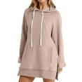thumbnail image 1 of SRZYMJ Oversized Hoodie Dress Womens Casual Long Sleeve Split Hem Drawstring Sweatshirt Pullover with Pocket, 1 of 5