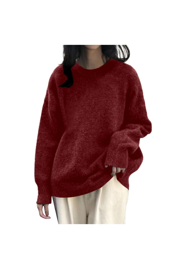 Petite Friendly Oversized Knit Pullover Soft Slouchy Winter Fall Sweater for Women Cozy Casual Wear