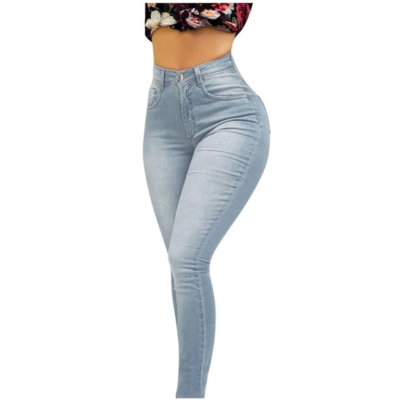 SRZYMJ Pockets Design Ladies' Jeans Classic Women's Denim Jeans High Waisted Trousers Slim Fit Casual Comfort Stretch Pencil Pants for