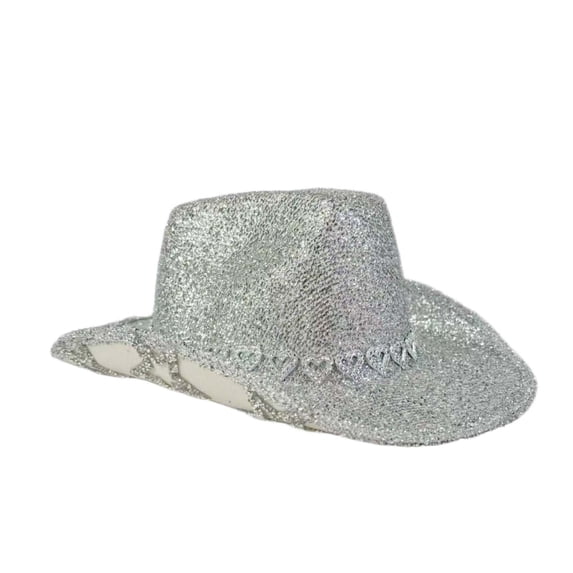 SRZYMJ Rhinestone Cowboy Hat with Diamond Fringe CowHat for Cosplay Wedding