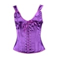 thumbnail image 1 of SRZYMJ Satin Corset Top for Women Slim Fit Lace Up Overbust Boned Goth Corsette Bustier, 1 of 4