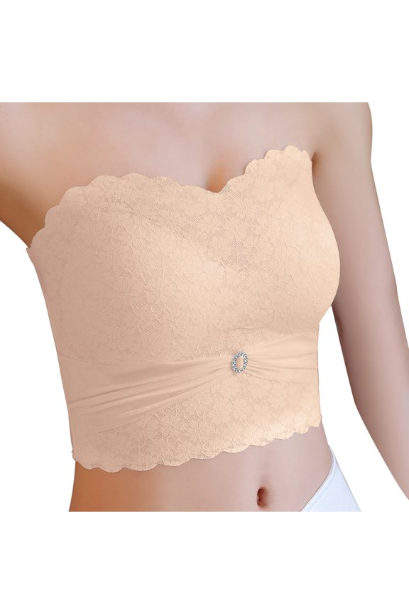 Sleep Bra for Women Women's Strapless Push Up Bra Design for Large Bust Minimizes Appearance Slipping Sweetheart Neckline