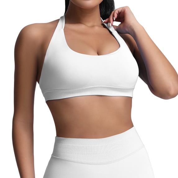 SRZYMJ Sports Bra for Women Women Seamless Workout Bras Medium Low Support Open Back Gym Padded Yoga Crop Top for Comfort Wear