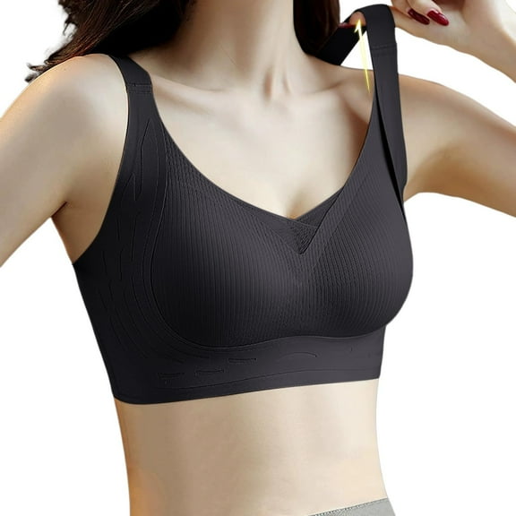 SRZYMJ Sports Bra for Women Women's Seamless Push Up Bra with Jelly Strip Design for Enhanced Lift and Comfortable All Day Wear