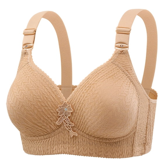 SRZYMJ Strapless Bra Ladies Jacquard Breathable Comfortable Wireless Thin Cup Back Closure Non Side Adjustable Support Bra