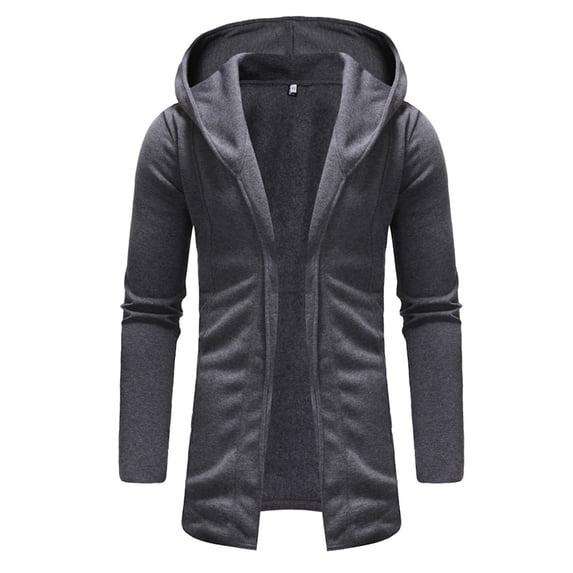 SRZYMJ Streetwear Men's Hoodie Men's Fashion Long Knitted Hooded Coat Tunic Top for Autumn Winter Season Casual Warm Outerwear Jacket Style Comfortable