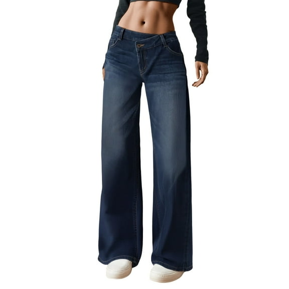 SRZYMJ Stretch Denim Jeans Women Elevated Everyday Straight Leg Denim Pants Featuring Unique Design Mid Rise Comfort Stretch For Women
