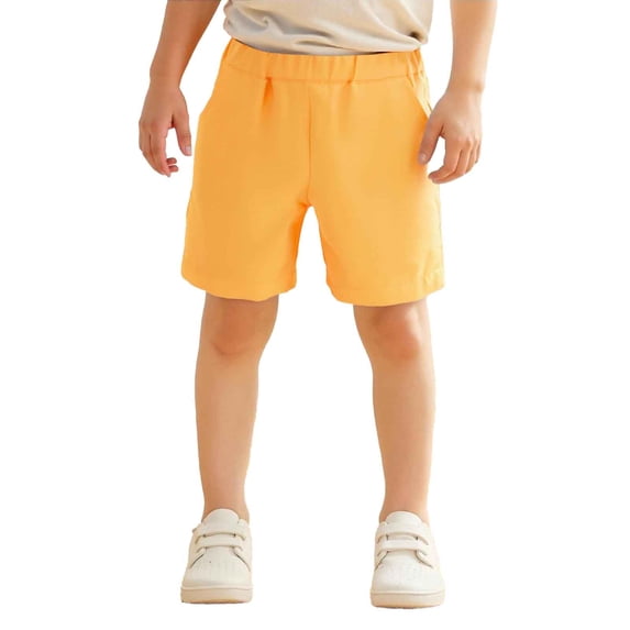 SRZYMJ Toddler Boy Shorts with Pockets Elastic Waist Wide Leg Lightweight Loose Fit Casual Daily Pull on Shorts for Baby Boy Yellow 6-12 Months