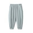 thumbnail image 1 of SRZYMJ Toddler Boys Girls Cotton Linen Plain Pants Harem Trousers Green 4-5 Years, 1 of 5