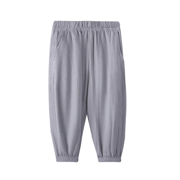 SRZYMJ Toddler Boys Girls Cotton Linen Plain Pants Harem Trousers Grey 11-12 Years