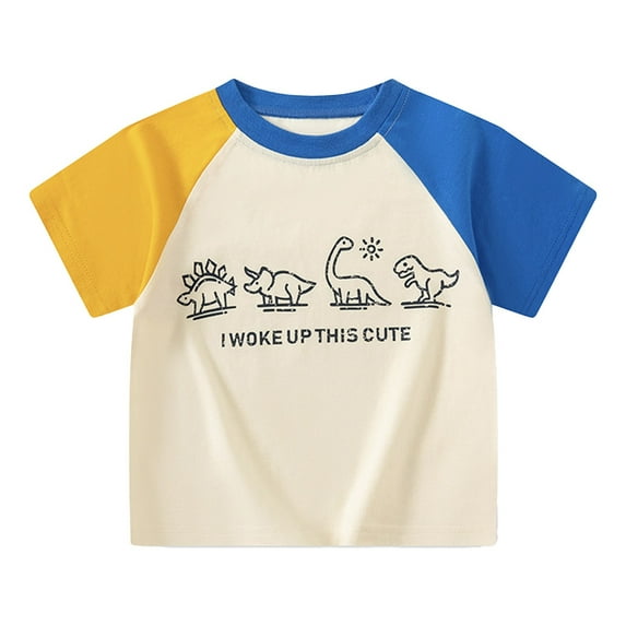 SRZYMJ Toddler Boys Graphic Print Round Neck T Shirt Short Sleeve Crop Tee Tops Blue 6-7 Years