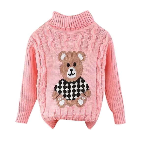 SRZYMJ Toddler Boys Knitted Sweater Winter Pullover Top Round Neck Casual Tops for Toddler Fall Clothes Pink 3-4 Years