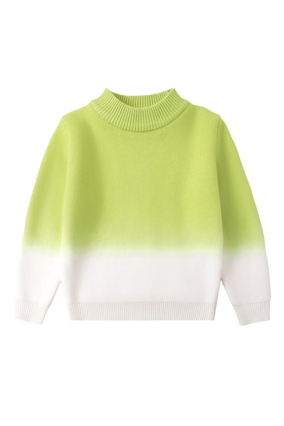 Toddler Boys Sweater Knit Crewneck Long Sleeve Pullover with Unique Gradient Color Design for Casual Comfort Light Green 8-10 Years