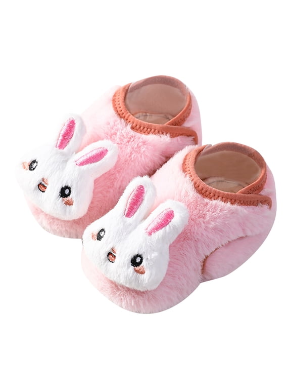 Toddler Cute Rabbit Plush Sock Shoes, Soft Anti- Sole Indoor Walking Floor Socks XS