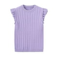 thumbnail image 1 of SRZYMJ Toddler Girls Basic T-Shirts Top Ruffle Sleeve Crew-Neck Ribbed Knitted Cotton Kids Plain Shirts Summer Tops, 1 of 5