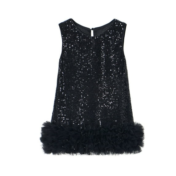 SRZYMJ Toddler Girls Sequin Dress Sparkly Gown Party Dresses Little Kids A-Line Velvet Dress
