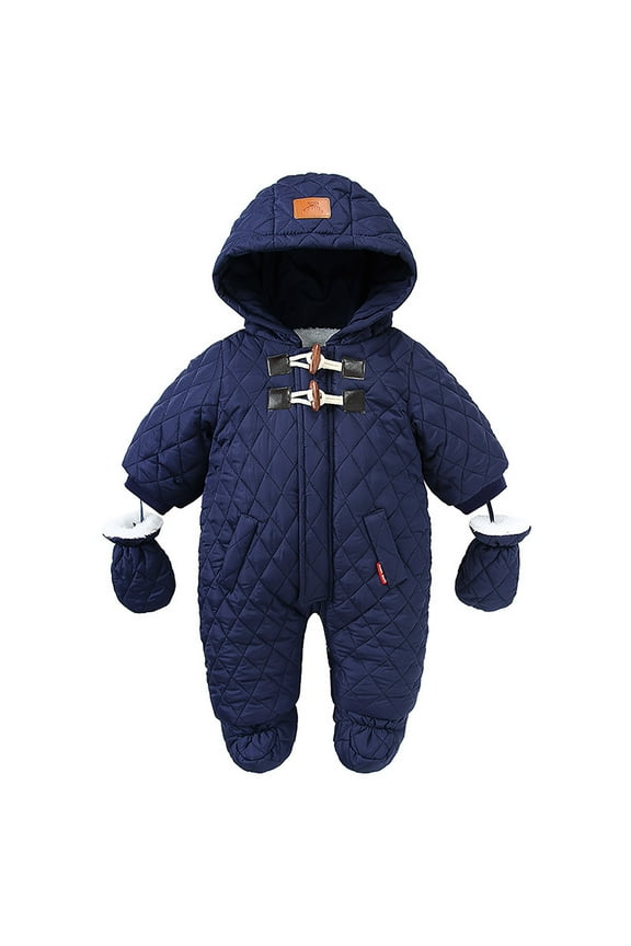Toddler Snowsuit Baby Winter Clothes Boy Girl Snow Wear Dark Blue 9-12 Months