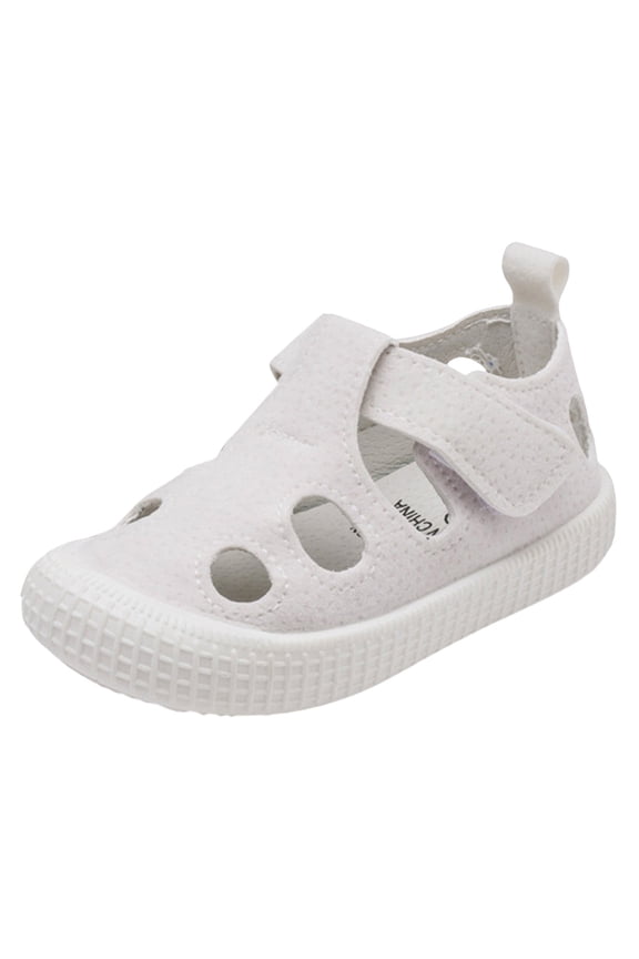 Toddler Wide Toe Box Boys Girls Sandals Baby Flats Zero Drop with Hook and Loops Non- Summer School Uniform Shoes White 12-18 Months
