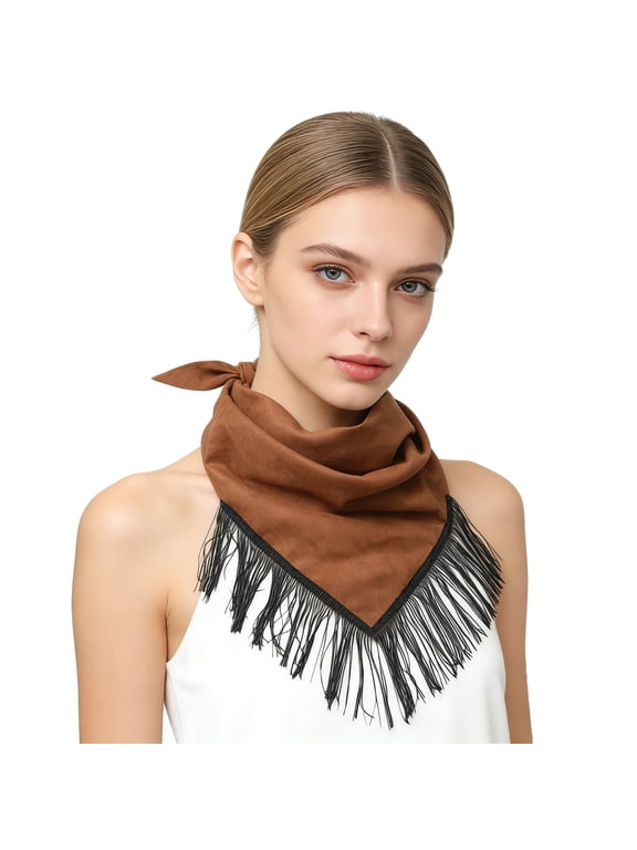 Triangle Wild Rag with Fringe, Cowgirl Scarf Tassel, Western Bandana Top for Women, Equestrian Accessories
