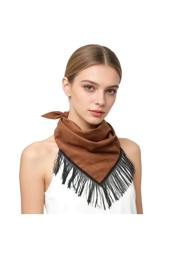 Triangle Wild Rag with Fringe, Cowgirl Scarf Tassel, Western Bandana Top for Women, Equestrian Accessories