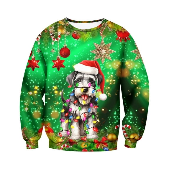 SRZYMJ Ugly Christmas Sweater Men Ugly Xmas Sweatshirts Crewneck Casual Loose Pullover Colorful Funny Tops For Parties