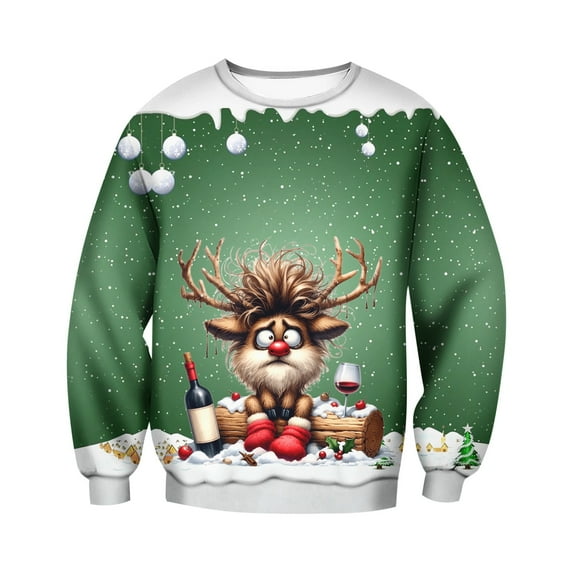SRZYMJ Ugly Christmas Sweater Men Ugly Xmas Sweatshirts Crewneck Casual Loose Pullover Colorful Funny Tops For Parties