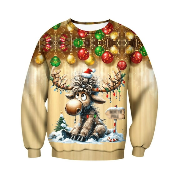 SRZYMJ Ugly Christmas Sweater Men Ugly Xmas Sweatshirts Crewneck Casual Loose Pullover Colorful Funny Tops For Parties
