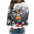thumbnail image 1 of SRZYMJ Christmas Sweaters Ladies Casual Cool Santa Printed Round Neck Long Sleeved Lightweight Hoodie Top, 1 of 4