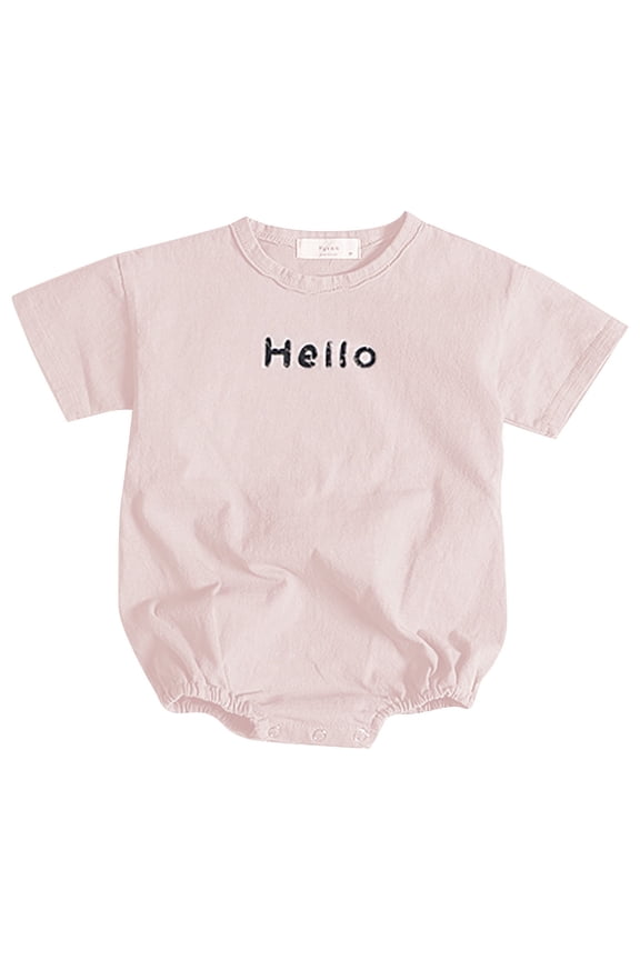 Unisex Baby Boy Girl Clothes Summer Oversized Bubble Romper Toddler Baby Plain Short Sleeve Jumpsuit Pink 12-18 Months
