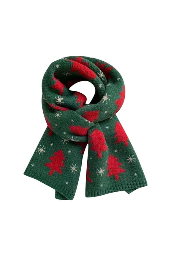 Unisex Christmas Reindeer Snowflake Snowman Scarf Fall Winter Warm Knit Long Scarf