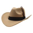 thumbnail image 1 of SRZYMJ Western Cowboy Cap for Men Women, Classic Wide Brim Fedora Cowgirl Hat, 1 of 4