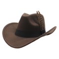 thumbnail image 1 of SRZYMJ Western Cowboy Cap for Men Women, Classic Wide Brim Fedora Cowgirl Hat, 1 of 4