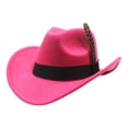 thumbnail image 1 of SRZYMJ Western Cowboy Cap for Men Women, Classic Wide Brim Fedora Cowgirl Hat, 1 of 4