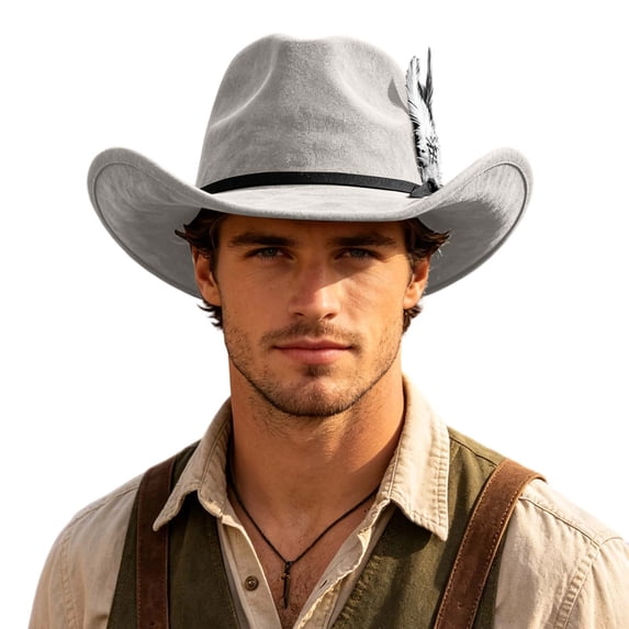 SRZYMJ Western Cowboy Hat for Men Women Cowboy Cowgirl Hat Outdoor Wide Brim Retro Felt Fedora Hats Unisex Rolled up Caps