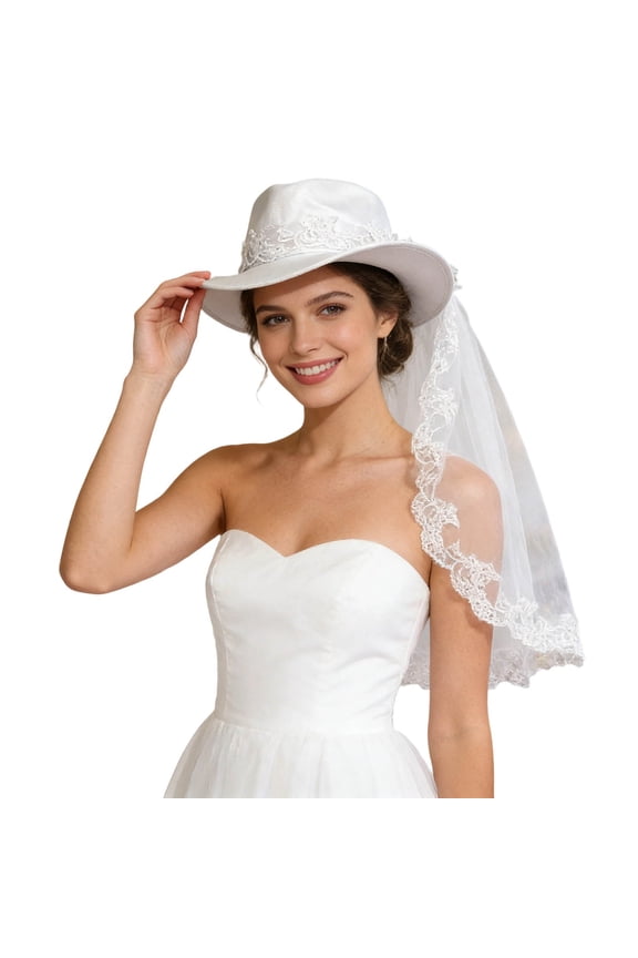 White Embellished Bride Cowgirl Hat | Rhinestone Accessory, Bridal Headwear, Bach Party Decorations