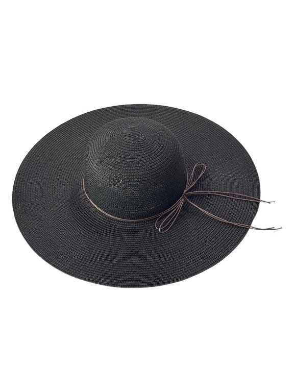 Wide Brim Straw Hat Summer Vacation Woven Hat Large Floppy Sun Cap Foldable Beach Cap with Polyester Rope